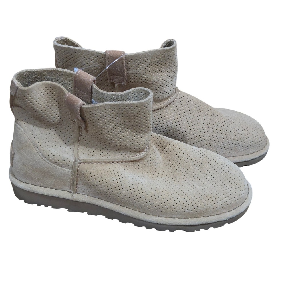 UGG Classic Unlined Mini Perforated Sand Suede Ankle Boots 8 Sheep Winter Norm